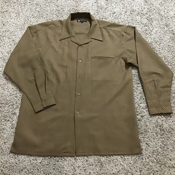 Montique Other - Montique Men's Dress Shirt XL Long Sleeve VERY 50's Retro Tan/Brown